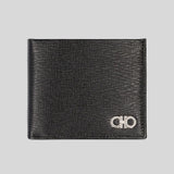 FERRAGAMO Gancini Men's Leather Bifold Wallet Black 0685956