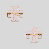 TORY BURCH Icon Enamel Stud Earrings Pink Snow 177397