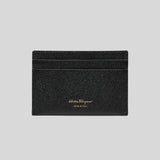 FERRAGAMO Gancini Leather Credit Card Holder Black 220007