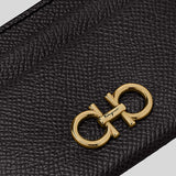 FERRAGAMO Gancini Leather Credit Card Holder Black 220007