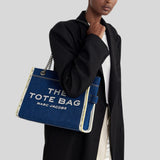 MARC JACOBS The Denim Chain Medium Tote Bag Dark Wash 2F4HTT018H05