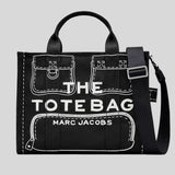 MARC JACOBS The Trompe L'oeil Cargo Canvas Medium Tote Bag Black 2P5HTT023H03 lussocitta lusso citta