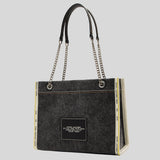 MARC JACOBS The Denim Chain Medium Tote Bag Black Wash 2F4HTT018H05
