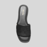 Michael Kors Hayworth Woven Metallic Leather Slide Sandal Black 40S3HAFA2L