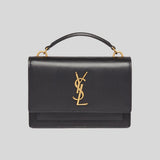SAINT LAURENT YSL Sunset Chain Wallet In Smooth Leather Black 533026D422W lussocitta lusso citta