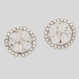 TORY BURCH Crystal Logo Stud Earring Silver 53422 lussocitta lusso citta amazon Shopee Lazada Zalora