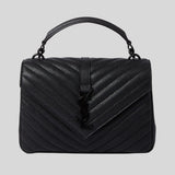 SAINT LAURENT YSL College Medium Chain Bag In Quilted Leather Black/Black 600279BRM08