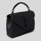 SAINT LAURENT YSL College Medium Chain Bag In Quilted Leather Black/Black 600279BRM08