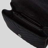 SAINT LAURENT YSL College Medium Chain Bag In Quilted Leather Black/Black 600279BRM08