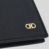 FERRAGAMO Gancini Men's Leather Slim Bifold Wallet Black 775644