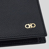 FERRAGAMO Gancini Men's Leather Bifold Coin Wallet Black 775646