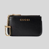 GUCCI Script Small Pouch With Key Fob Black 790102