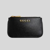 GUCCI Script Small Pouch With Key Fob Black 790102