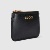 GUCCI Script Small Pouch With Key Fob Black 790102