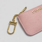 GUCCI Script Small Pouch With Key Fob Pink 790102
