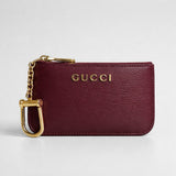 GUCCI Script Small Pouch With Key Fob Burgundy 790102