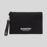 Burberry Unisex Logo Print Nylon Zip Pouch Black 80627541 lussocitta Lusso Citta