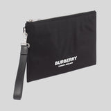 BURBERRY Unisex Logo Print Nylon Zip Pouch Black 80627541
