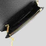 SAINT LAURENT YSL Matelasse Envelope Chain Wallet In Grain De Poudre Embossed Leather Black 857605BOW01