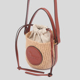 CHLOE Mini Horse Medal Basket In Natural Fibers Sepia Brown CH25US593O8227S