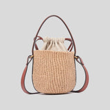 CHLOE Mini Horse Medal Basket In Natural Fibers Sepia Brown CH25US593O8227S