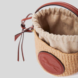 CHLOE Mini Horse Medal Basket In Natural Fibers Sepia Brown CH25US593O8227S