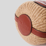 CHLOE Mini Horse Medal Basket In Natural Fibers Sepia Brown CH25US593O8227S