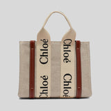 Chloe Small Woody Tote Bag White Brown CHC22AS397I2690U lussocitta lusso città