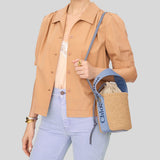 CHLOE Small Woody Basket In Natural Fibers Ashes Blue CHC23AS381L1844J