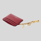 CHLOE Charms Card Holder In Grained Leather Brunet Red CH25AP977Q12622