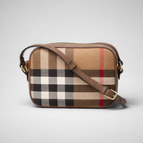 BURBERRY Small Camera Bag Check Canvas Ebony Brown 81140711