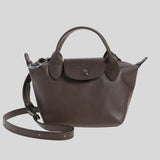 LONGCHAMP Le Pliage Extra XS Leather Handbag Moka L1500987
