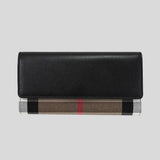 BURBERRY Halton Check Canvas Large Envelop Wallet Black 80840311