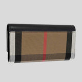 BURBERRY Halton Check Canvas Large Envelop Wallet Black 80840311