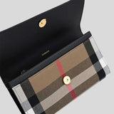 BURBERRY Halton Check Canvas Large Envelop Wallet Black 80840311