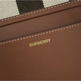 BURBERRY Check Canvas Medium London Tote Taupe Brown 80840471