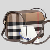 BURBERRY Small Camera Bag Check Canvas Ebony Brown 81140711