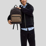 COACH West Backpack In Blocked Signature Canvas Walnut/Tan CAB59