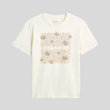 COACH Spring Blossom Signature Square Classic T Shirt In Organic Cotton Cream CAH69