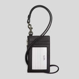 COACH Zip Lanyard Card Case Black CAJ45