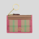 COACH Mini Skinny Id Case With Plaid Print Pink Multi CBL88