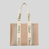 CHLOE Woody Medium Tote Bag Bluish Green CHC23AS383L1738T