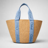 CHLOE Large Woody Basket In Natural Fibers Ashes Blue CHC23AS380L1844J