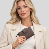 COACH Medium Corner Zip Wallet Dark Stone CBO41