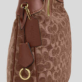 COACH Ella Shoulder Bag In Signature Chenille Light Khaki/Vintage Brown CCE49