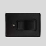 COACH Card Case With Money Clip In Signature Canvas Black Signature CCF98