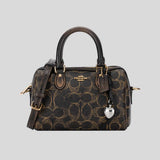 COACH Mini Rowan Crossbody Bag In Loved Signature Canvas With Charms Brown CDY29