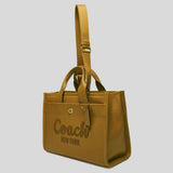 COACH Pebble Leather Cargo Tote Bag Honey Brown CAM75
