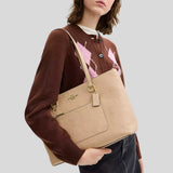 COACH Station Tote Bag In Signature Leather Oat CCD49