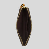 COACH Corner Zip Wristlet In Signature Canvas With Floral Print Walnut/Yellow CCL19